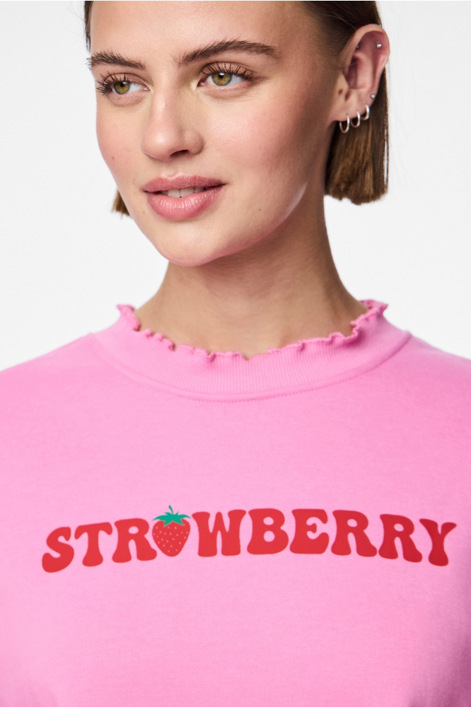 PCMALIAH LS PRINT SWEAT BC 17147858 FUSHIA PINK/STRAWBERRY